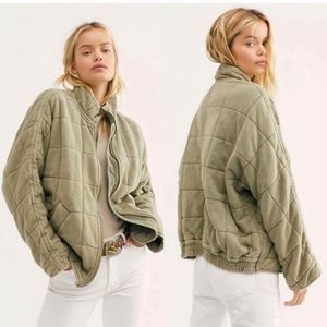 free people quilted dolman jacket in moss